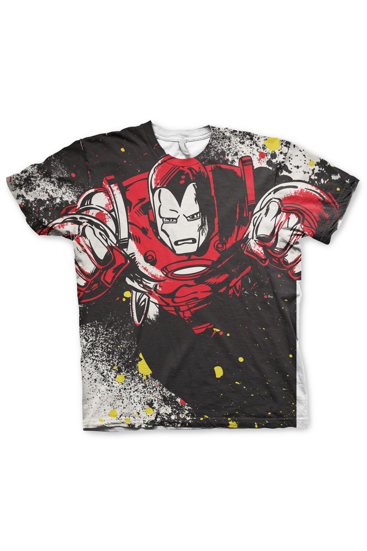 Tricou pentru barbati, Avengers, Iron Man Allover, Multicolor, M