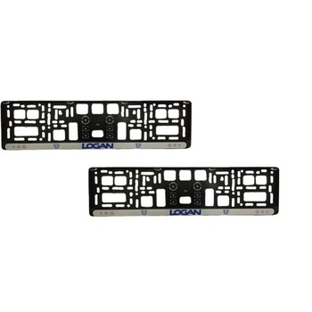 Set 2 bucati suport numar inmatriculare cu brand Dacia Logan, plastic ABS, negru Set 2 bucati suport numar inmatriculare cu brand Dacia Logan, plastic ABS, negru