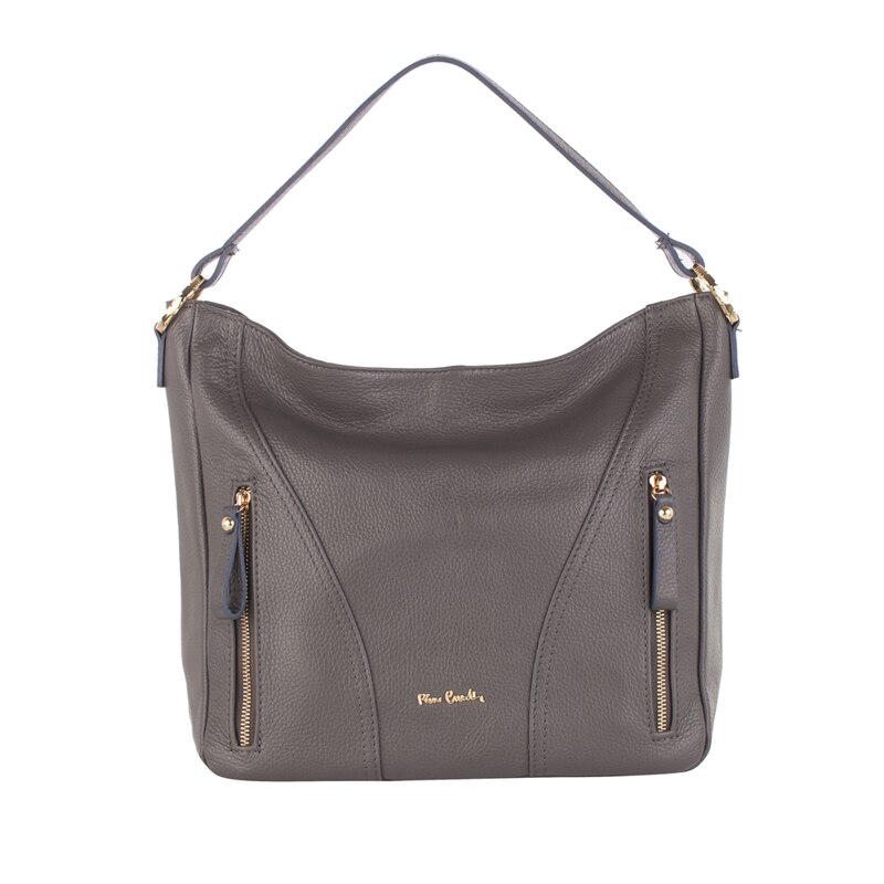 Geanta tip casual din piele naturala, gri