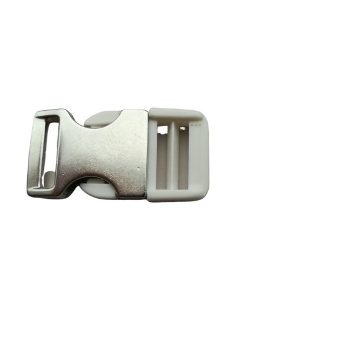 Set 10 inchideri tip trident din metal si nylon,2 cm,argintiu/alb,Mabo