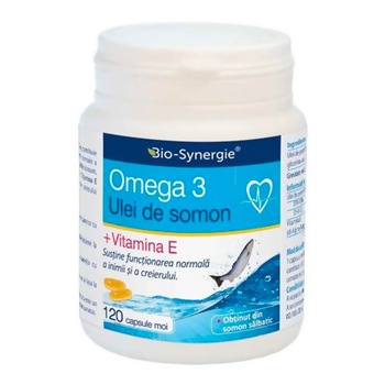Supliment alimentar, Omega 3 Ulei de somon + Vitamina E Bio-Synergie 1000 mg 120 capsule Supliment alimentar, Omega 3 Ulei de somon + Vitamina E Bio-Synergie 1000 mg 120 capsule