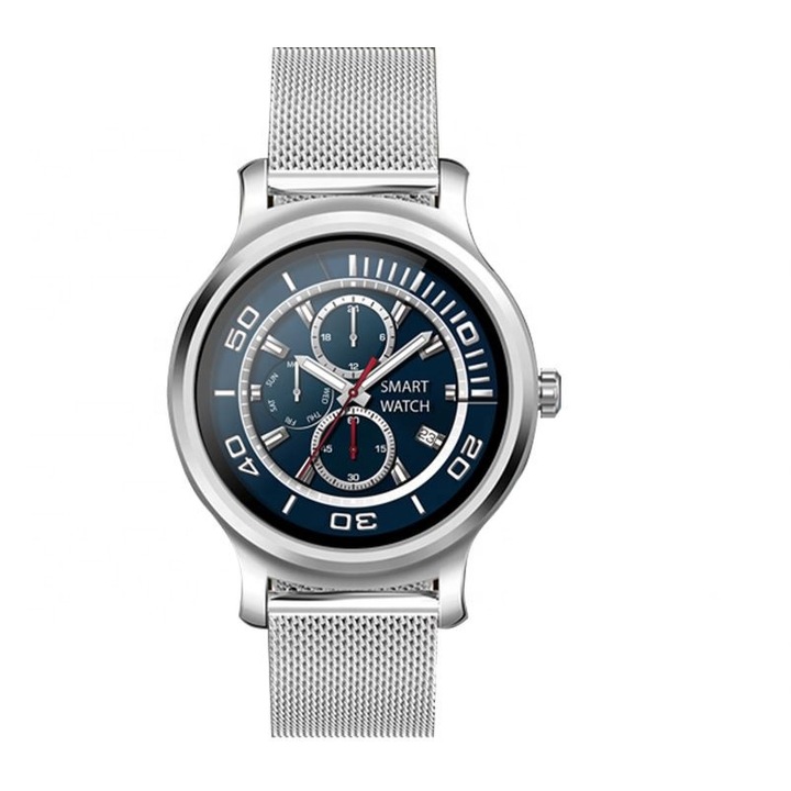 Smartwatch Real 2020 Пълноцветен OLED дисплей, Известия за обаждания/SMS/Whatsapp/Facebook, IP67 водоустойчивост, Мониторинг на пулса и сърдечния ритъм, Multi-Sport режими, Множество интерфейси и различни функции, Сребрист метал