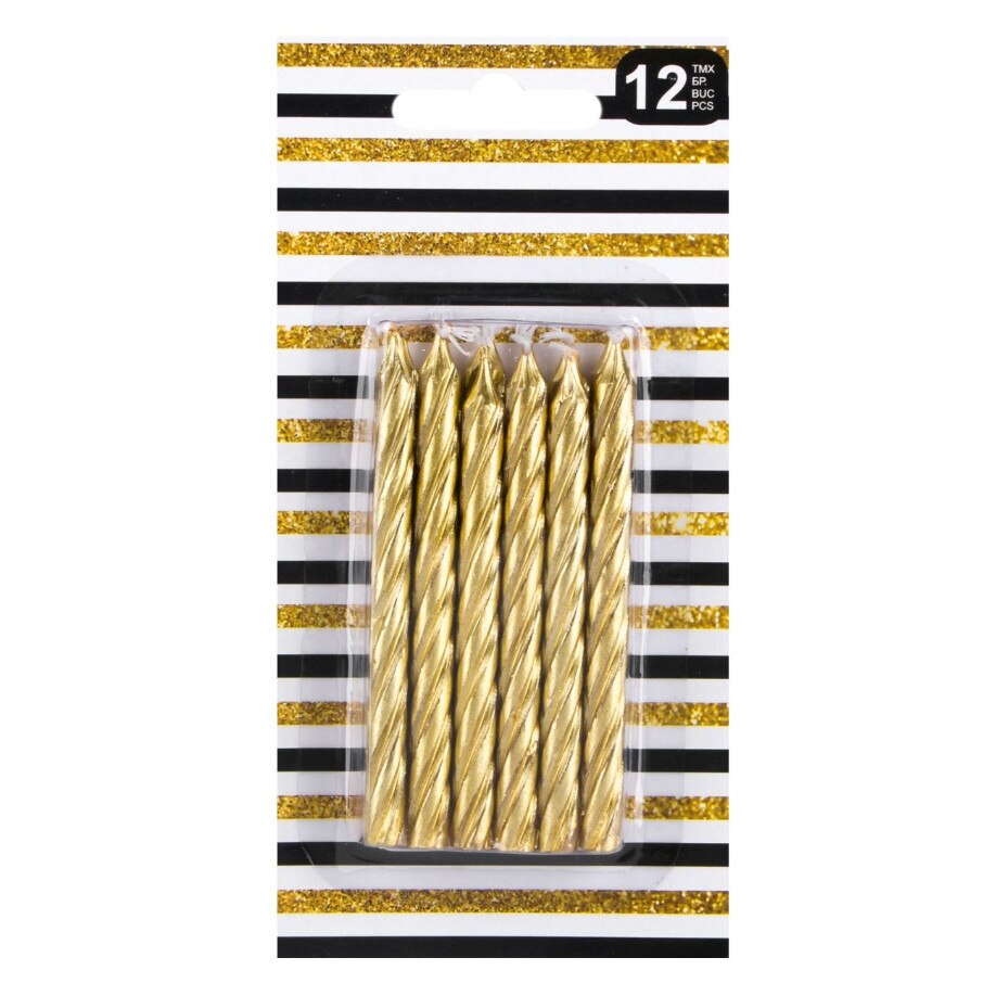 Set lumanari, Zola, aurii, 12 bucati, 8.5 cm