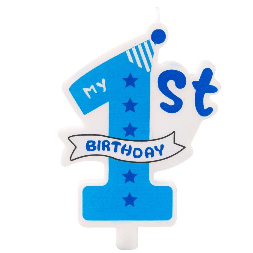 Lumanare cifra 1, Zola®, albastra, My 1 st birthday