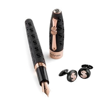 Set, Montegrappa, Stilou , Gama Fortuna Cash, Negru cu finisaje din aur rose si Butoni Cash Metal gun negru cu finisaje aur rose Set, Montegrappa, Stilou , Gama Fortuna Cash, Negru cu finisaje din aur rose si Butoni Cash Metal gun negru cu finisaje aur rose