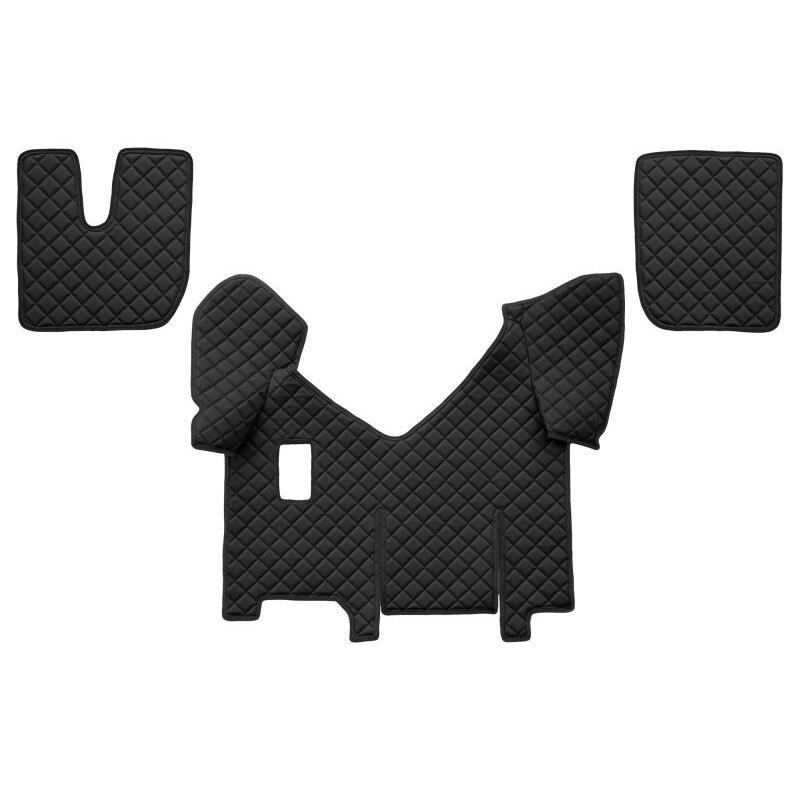 Set 3 covorase camion F-Core, Piele-ECO, pentru IVECO STRALIS, transmisie manuala, versiune cu frigider, Negru