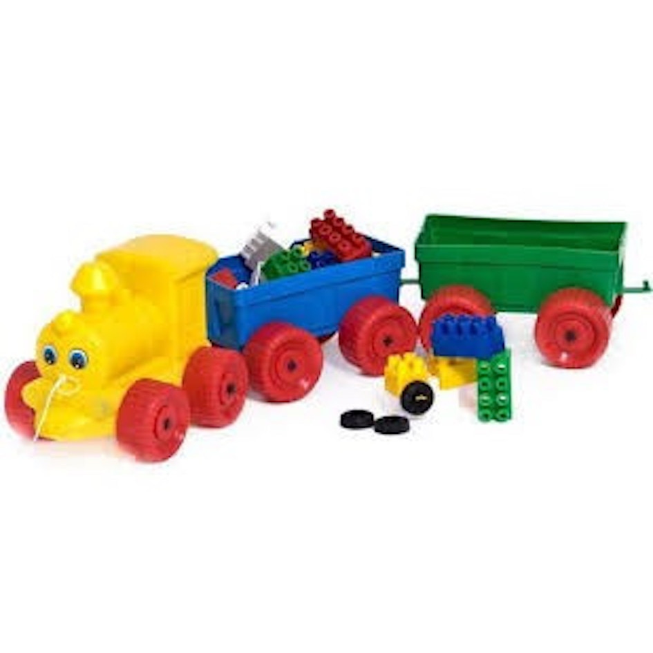 Trenulet cu lego Huby Toys, galben
