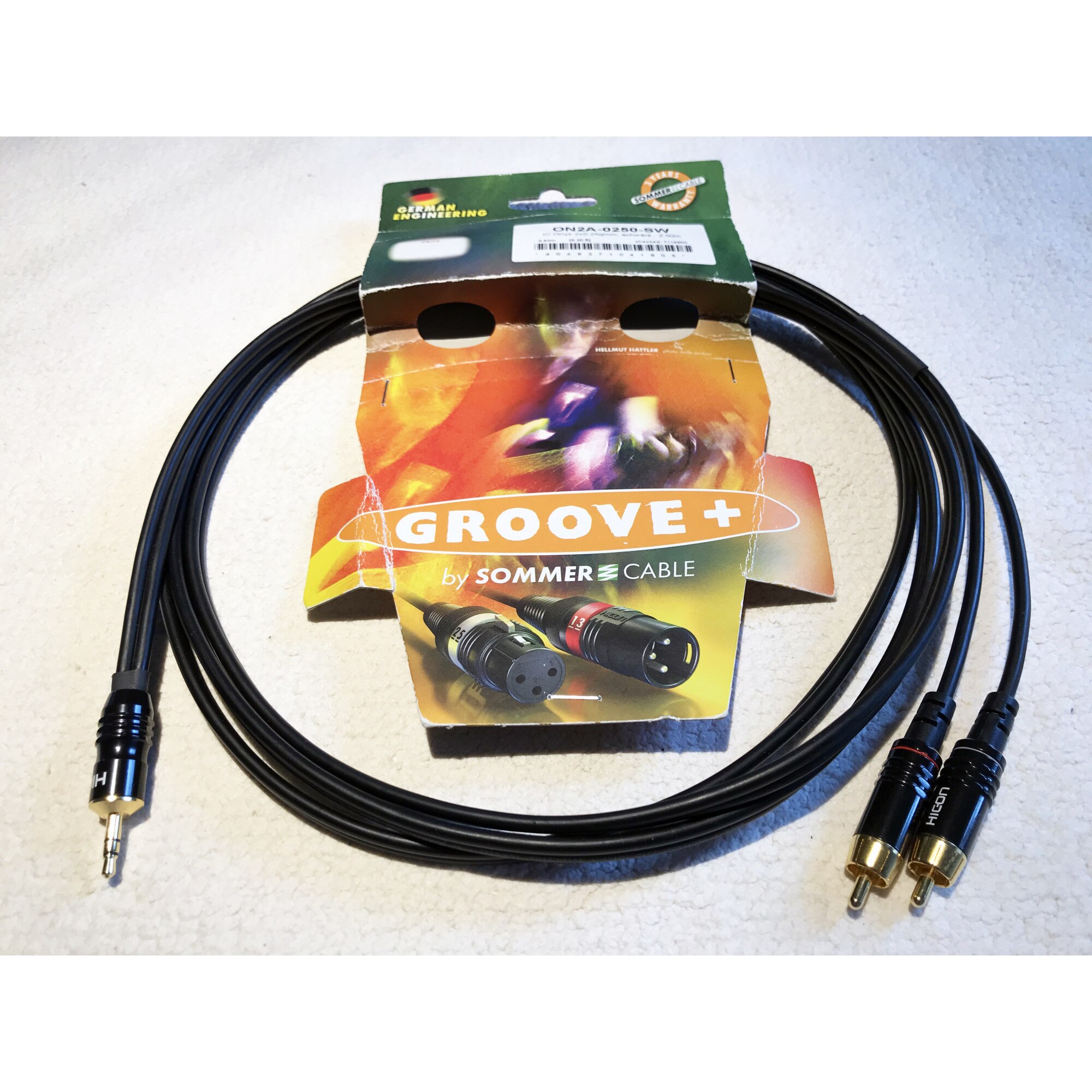 Cablu Stereo Jack 3,5 RCA, Sommer Cable, ONYX 2025, Negru 2,5m
