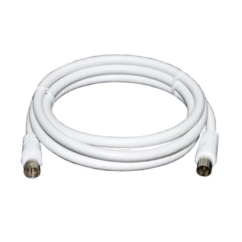 Cablu antena TV,1 conector tip F,1 conector coaxial tata,alb,3 metri,elSales Cablu antena TV,1 conector tip F,1 conector coaxial tata,alb,3 metri,elSales