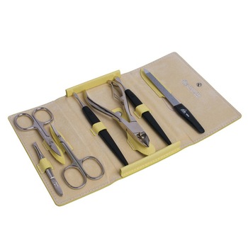 Trusa manichiura-pedichiura Rainbow, etui de culoare galbena, Erbe Solingen Trusa manichiura-pedichiura Rainbow, etui de culoare galbena, Erbe Solingen