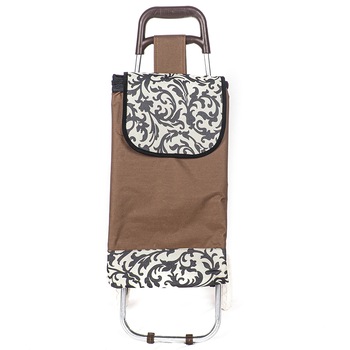 Carucior pentru piata/cumparaturi, 85x26x23 cm, 43 litri, maro cu flori negre Carucior pentru piata/cumparaturi, 85x26x23 cm, 43 litri, maro cu flori negre