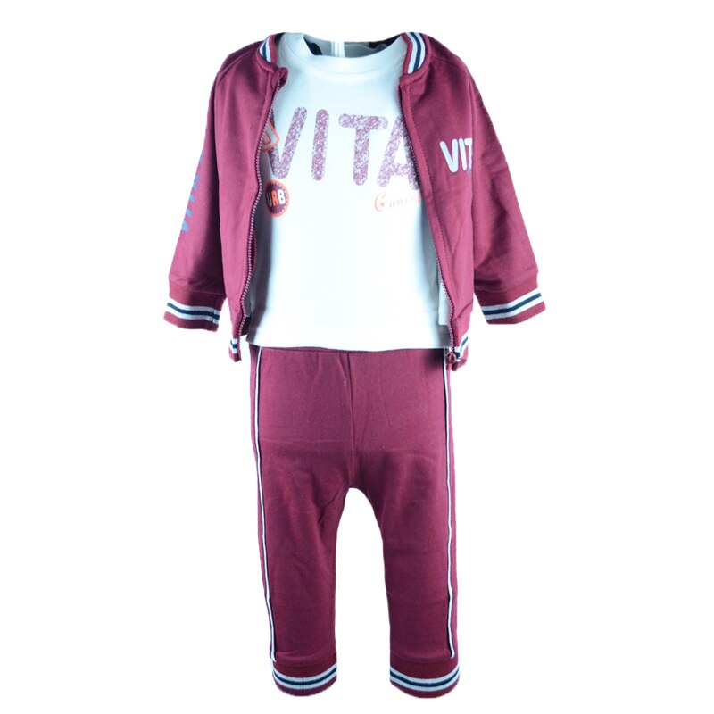 Compleu 3 piese pantaloni, bluza si hanorac pentru baieti Vitamins 1807V1, Visiniu
