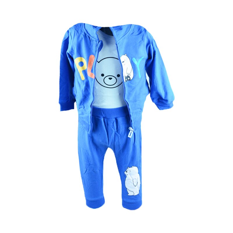 Compleu 3 piese pantaloni, body si hanorac pentru baieti Vitamins TR-02AL1, Albastru