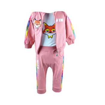 Compleu 3 piese pantaloni, body si hanorac pentru fete Vitamins TR-02R, Roz Compleu 3 piese pantaloni, body si hanorac pentru fete Vitamins TR-02R, Roz