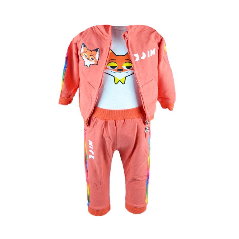 Compleu 3 piese pantaloni, body si hanorac pentru fete Vitamins TR-02, Coral