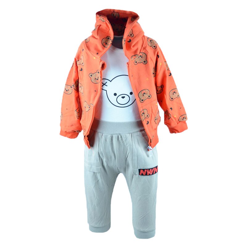 Compleu 3 piese pantaloni, body si hanorac pentru baieti Vitamins CBV-02, Multicolor