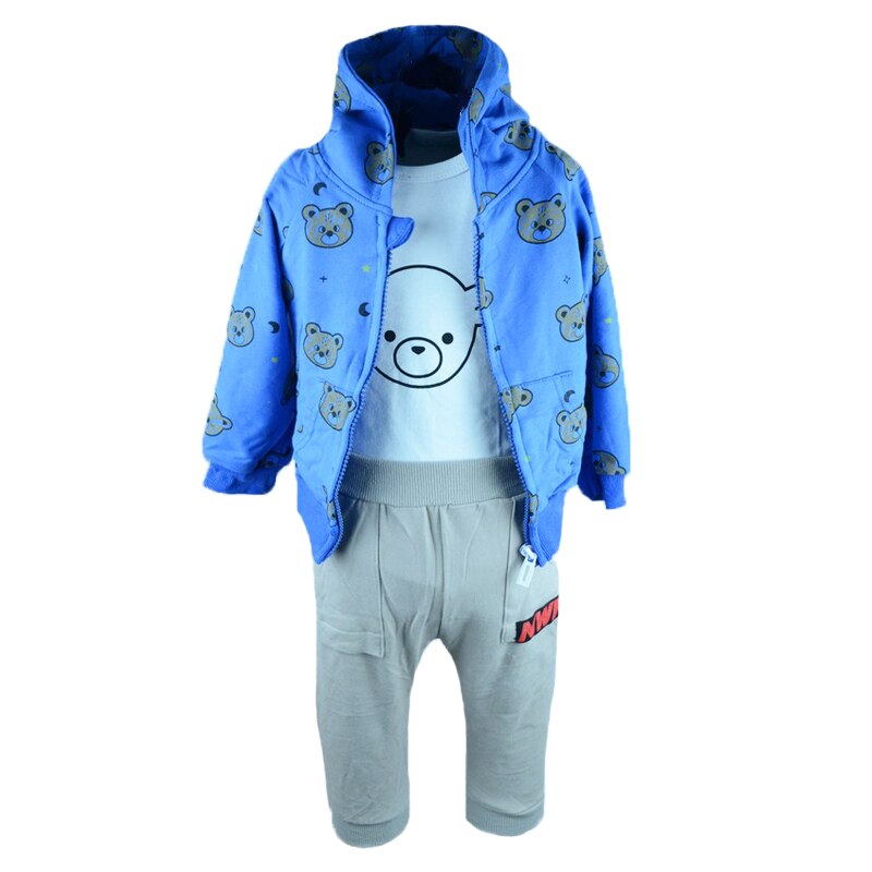 Compleu 3 piese pantaloni, body si hanorac pentru baieti Vitamins CBV-01, Multicolor