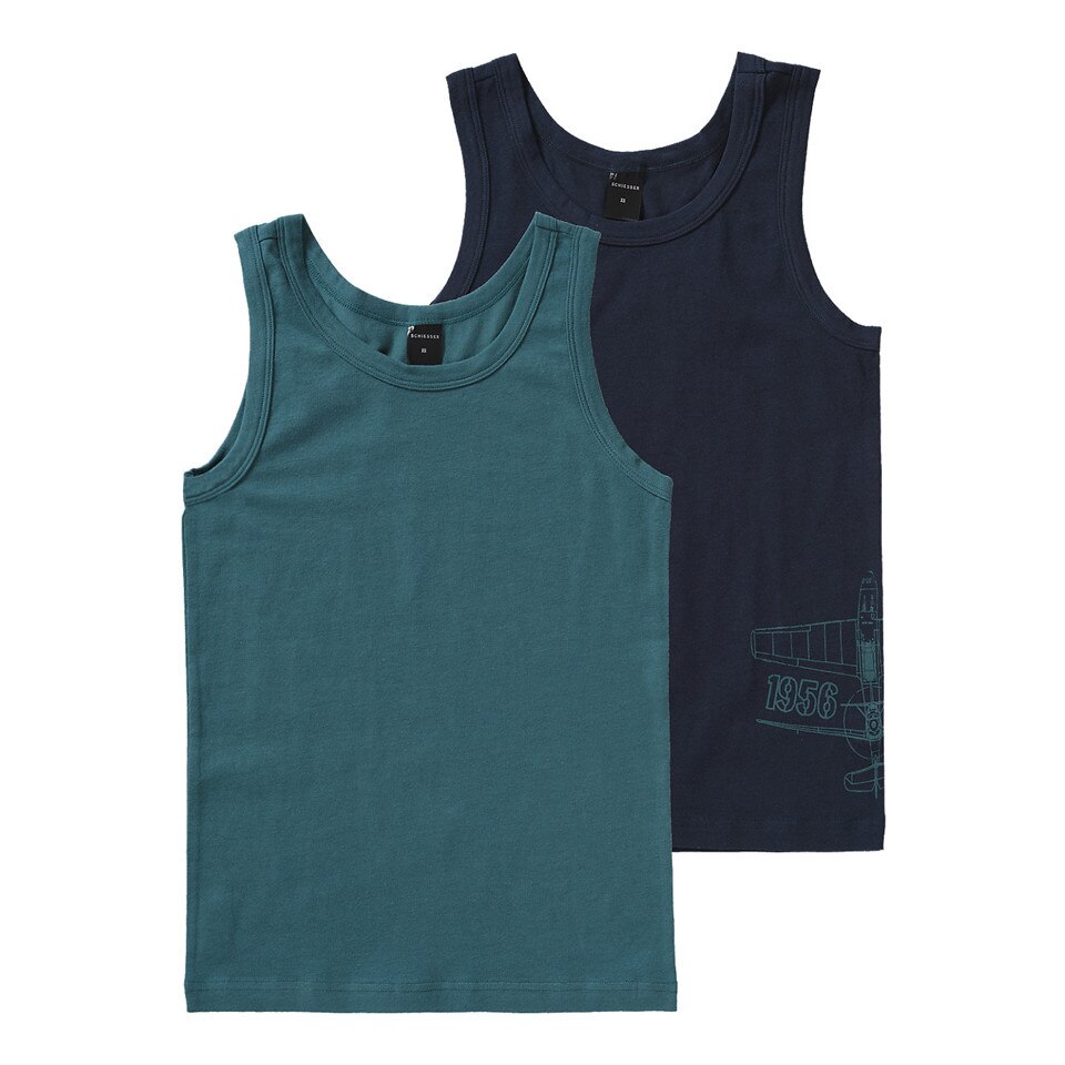 Set 2 maiouri Schiesser baieti, verde/albastru, marimea 164 cm