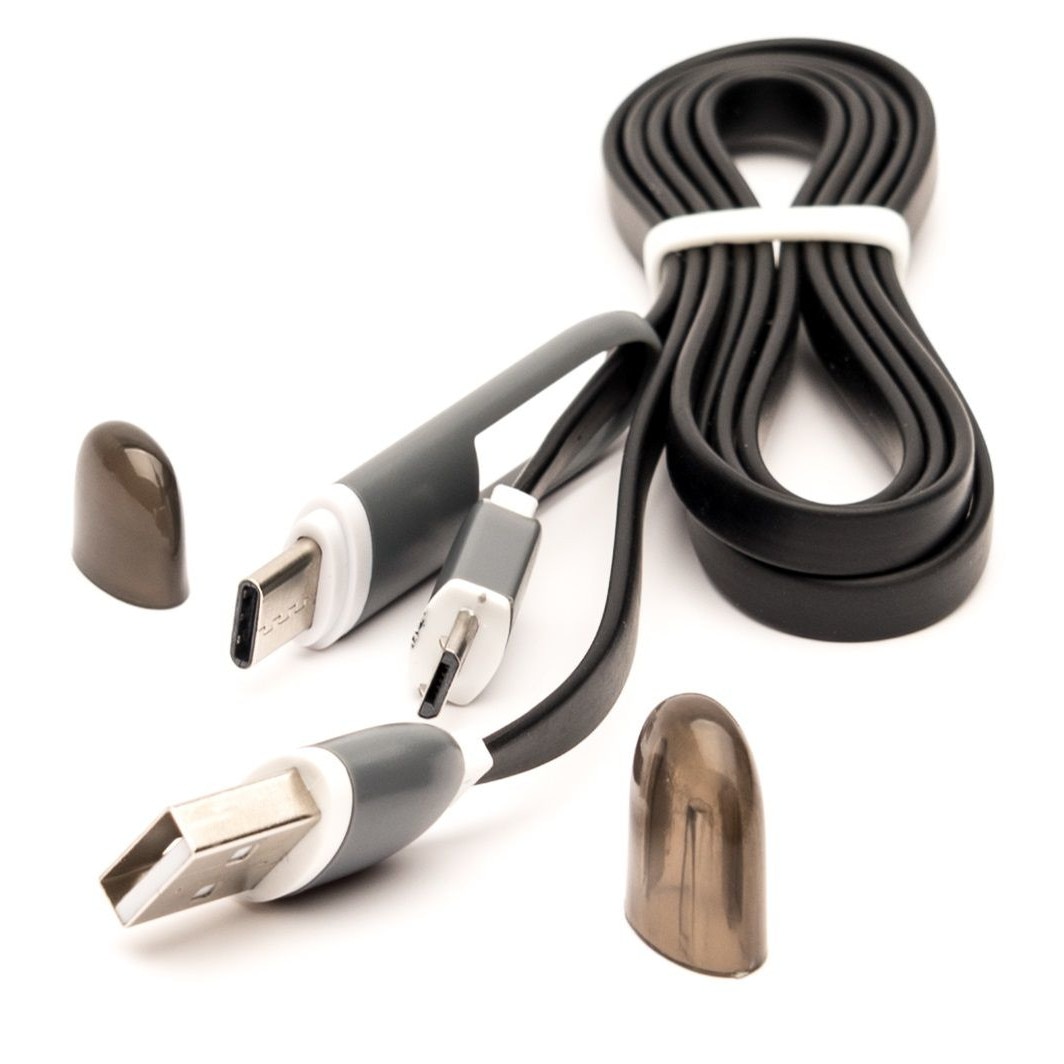 Cablu microUSB cu adaptor Type-C E-boda, Negru