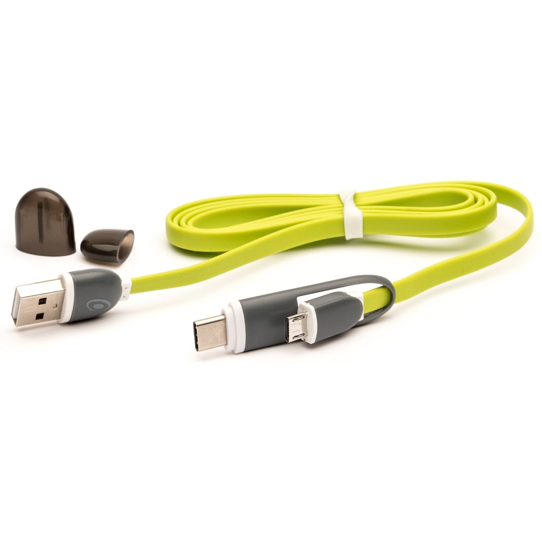 Cablu microUSB cu adaptor Type-C E-boda, Verde