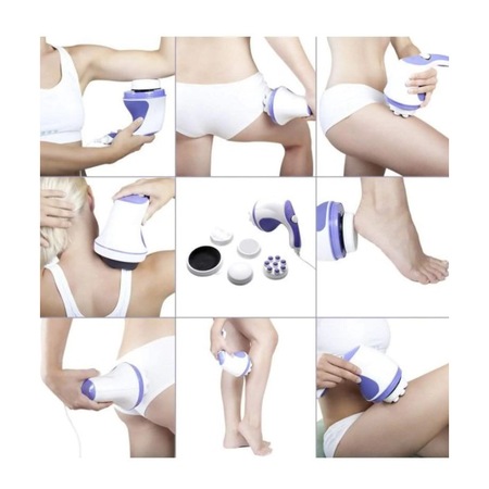 Aparat de masaj SIKS® Anticelulitic, 4 capete de masaj incluse, 25W, AMA03, alb/albastru