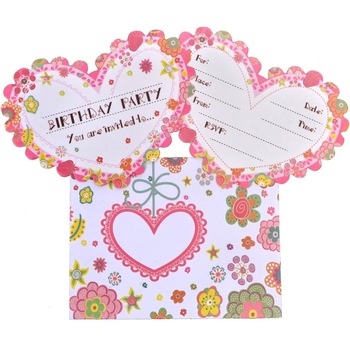 Set invitatii pentru petrecere, Zola®, 6 bucati, in forma de inima Set invitatii pentru petrecere, Zola®, 6 bucati, in forma de inima