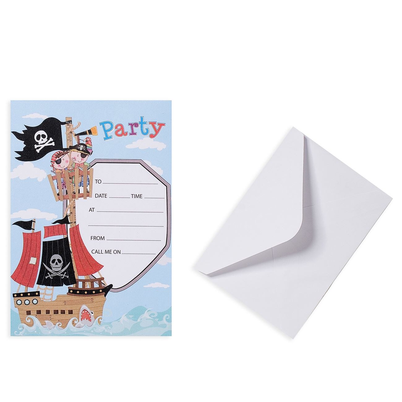 Set invitatii pentru petrecere, Zola®, 10 bucati, model cu pirati