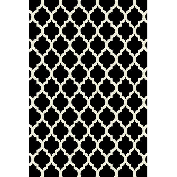 Covor Modern, Kolibri 11158-180, Alb / Negru, 80x150 cm, 2300 gr/mp