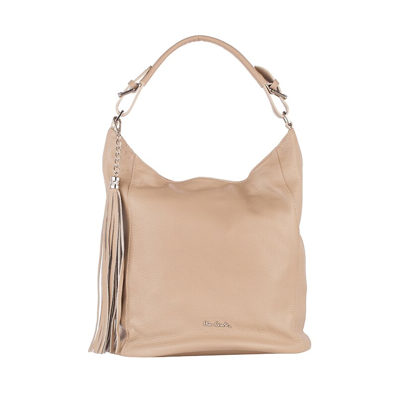 Geanta de umar Pierre Cardin, Piele naturala, Bej