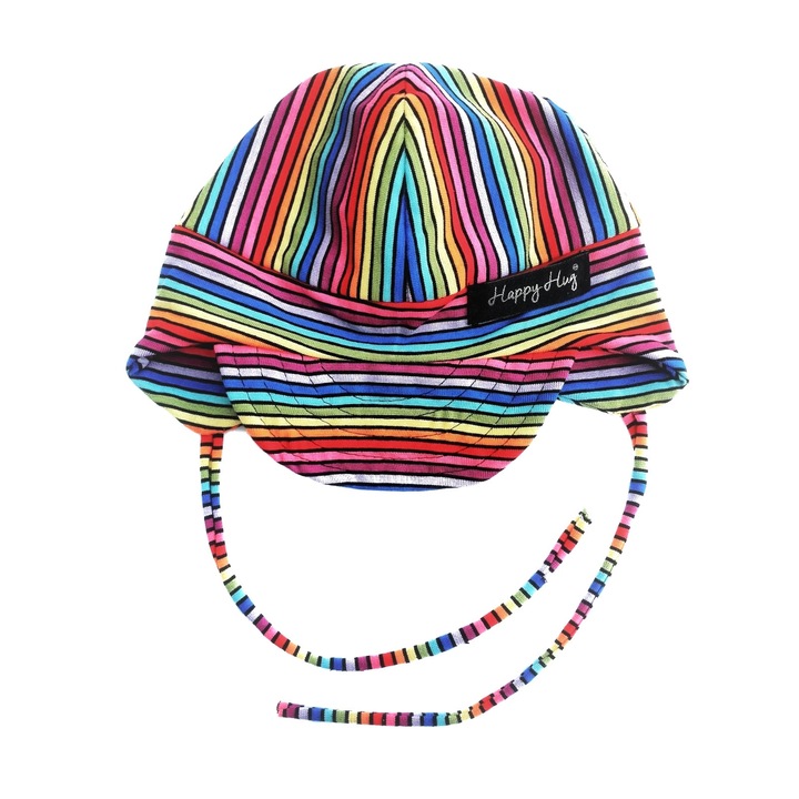 Caciula bebe, Happy Hug, dungi multicolore, Negru/Multicolor