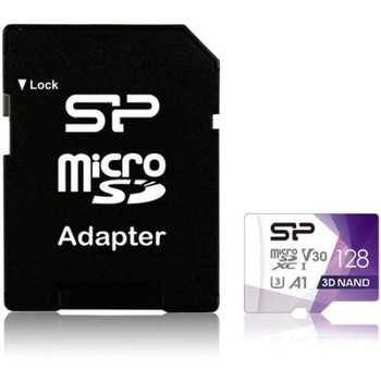 Card de Memorie microSDXC 128GB, UHS-I Class 10 + SD Adaptor,SP128GBSTXDU3V20AB Card de Memorie microSDXC 128GB, UHS-I Class 10 + SD Adaptor,SP128GBSTXDU3V20AB
