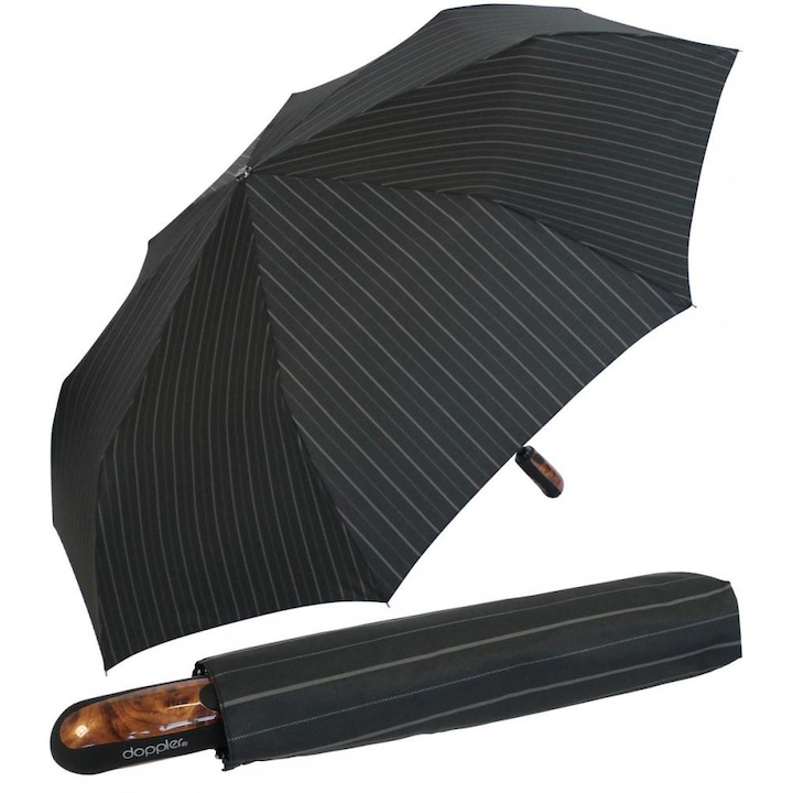 Мъжки чадър ,Doppler, 74367N ,черен със сиво райе