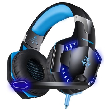 Casti Gaming HunterSpider V2 Pro, Surround Sound 7.1, Super Deep Bass, Lumina LED, Microfon Noise Cancelling, Zero Ear Pressure, Control Volum, Insertie Metal, Protectie ureche din piele, Multi Platform , Albastru Casti Gaming HunterSpider V2 Pro, Surround Sound 7.1, Super Deep Bass, Lumina LED, Microfon Noise Cancelling, Zero Ear Pressure, Control Volum, Insertie Metal, Protectie ureche din piele, Multi Platform , Albastru