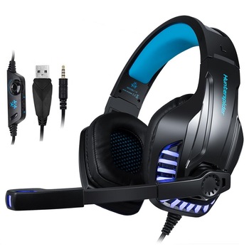 Casti Gaming HunterSpider V6 Pro, Surround Sound 7.1, Super Deep Bass, Lumina LED, Microfon Noise Cancelling, Zero Ear Pressure, Control Volum, Insertie Metal, Protectie ureche din piele, Multi Platform , Albastru Casti Gaming HunterSpider V6 Pro, Surround Sound 7.1, Super Deep Bass, Lumina LED, Microfon Noise Cancelling, Zero Ear Pressure, Control Volum, Insertie Metal, Protectie ureche din piele, Multi Platform , Albastru