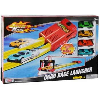 Set de joaca Noriel- Pista lansator si 4 masinute Motormax Drag Race Launcher Set de joaca Noriel- Pista lansator si 4 masinute Motormax Drag Race Launcher