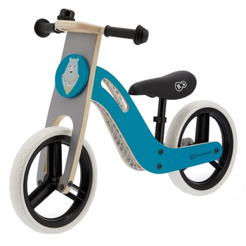 Bicicleta din lemn fara pedale Kinderkraft - Uniq turquoise, pentru copii