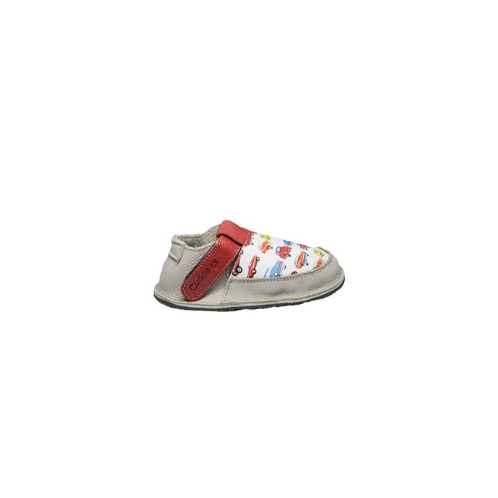 Pantofi copii, Cuddle Shoes Cars, Gri, Piele naturala