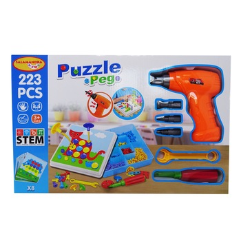 Set Piese de Construit pentru Copii, 223 Piese cu Bormasina Set Piese de Construit pentru Copii, 223 Piese cu Bormasina