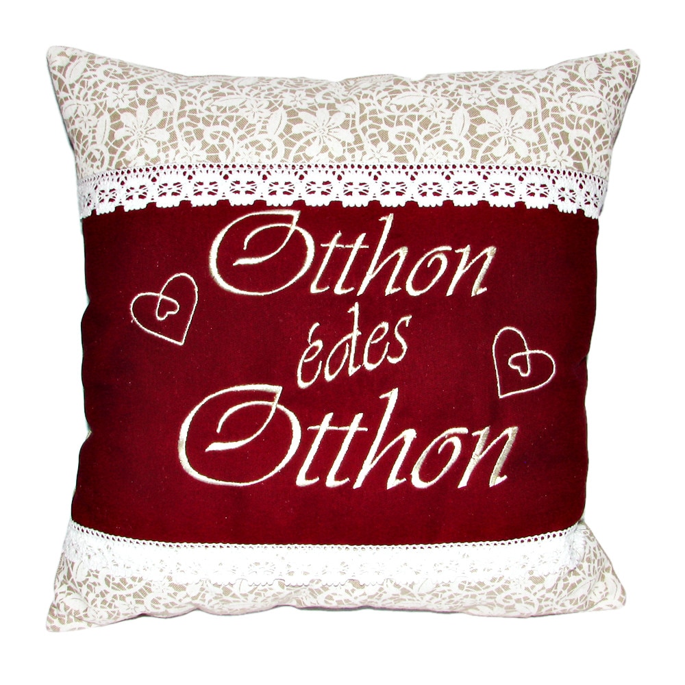 Perna brodata, Otthon édes otthon, design 2, dantela 01-bordo, 40x40 cm Happy Gifts