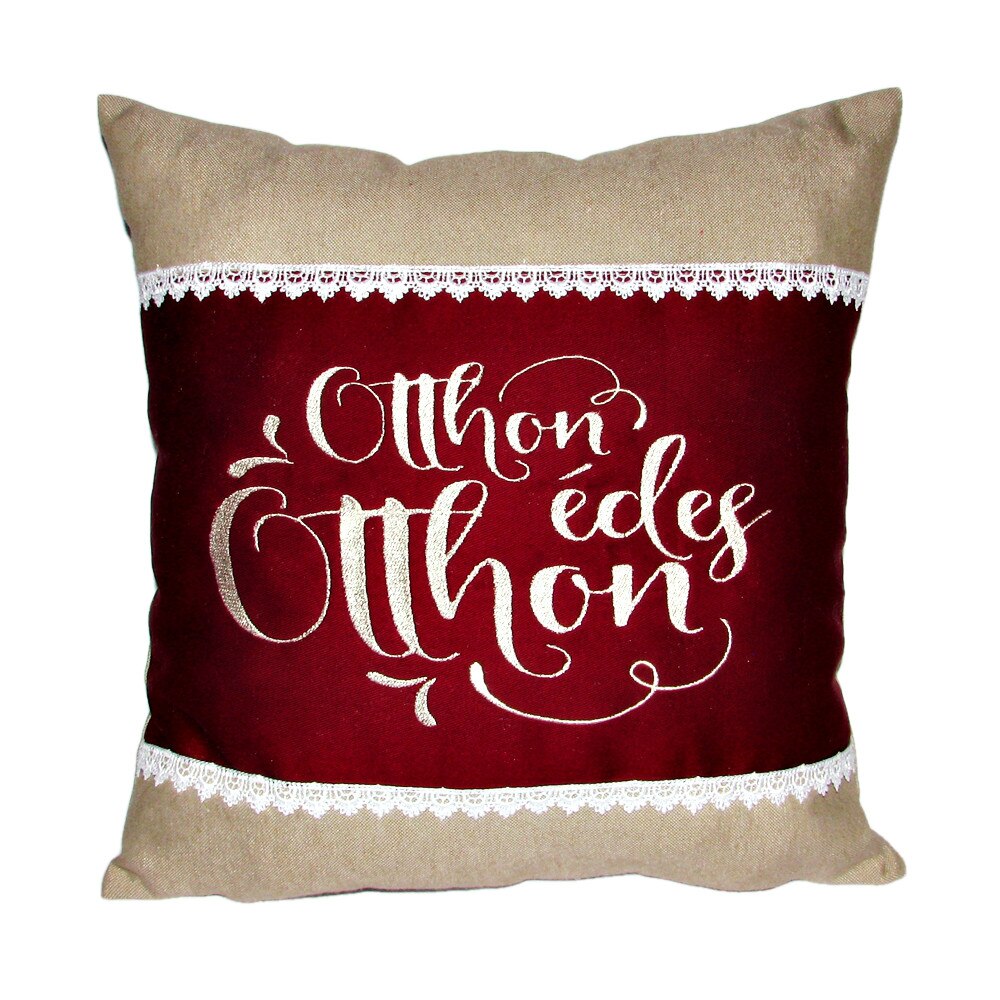 Perna brodata, Otthon édes otthon, design 1, bordo-bej natur, 40x40 cm Happy Gifts