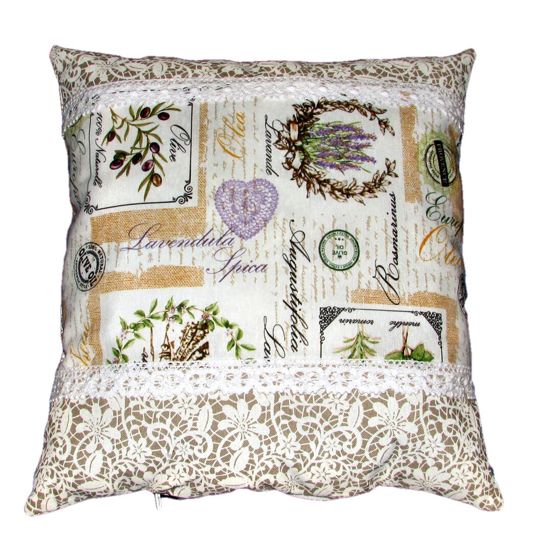 Perna bumbac cu dantela lavanda-dantela 01, 40x40 cm, Happy Gifts