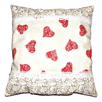 Perna bumbac cu dantela inimi mandala-dantela 01, 40x40 cm, Happy Gifts Perna bumbac cu dantela inimi mandala-dantela 01, 40x40 cm, Happy Gifts