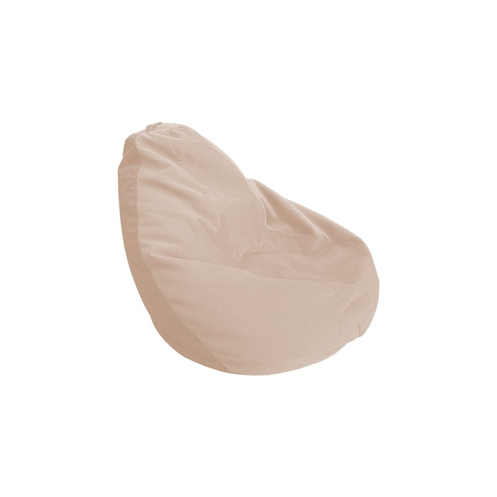 Fotoliu Puf Bean Bag Dodopuf MobAmbient, Crem, tip para, cu maner, material textil, pentru adulti si copii, umplut cu perle din polistiren, diametru 80 cm