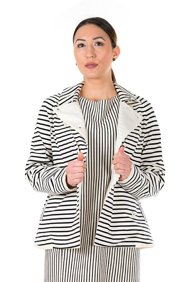 Jacheta Bio stripe jacket Steffboutique , Material 100% bumbac, Alb/Bleumarin, 38 EU
