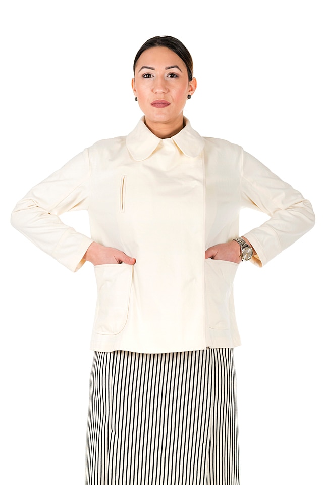 Jacheta Slim fir jacket Steffboutique , Material 100% bumbac, Ecru, 38 EU