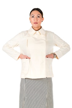 Jacheta Slim fir jacket Steffboutique , Material 100% bumbac, Ecru, 38 EU Jacheta Slim fir jacket Steffboutique , Material 100% bumbac, Ecru, 38 EU