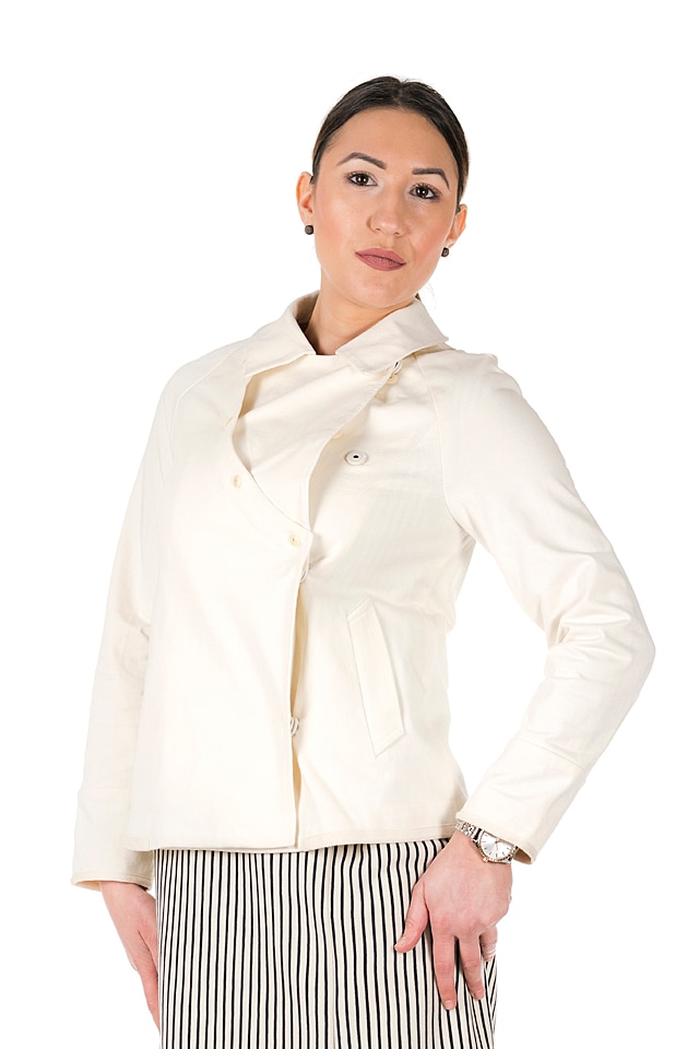 Jacheta Atipic, asymmetric&original jacket Steffboutique , Material 100% bumbac, Alb Ecru, 38 EU