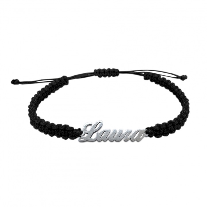 Bratara din snur impletita manual personalizata cu nume Laura din argint reglabila 9443100 Dras