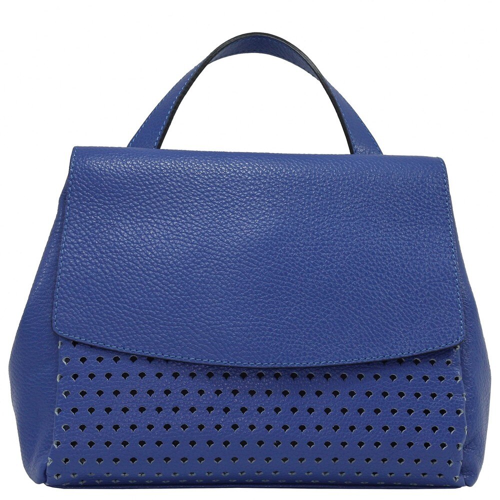 Geanta de dama Ripani din piele naturala perforata 9146A albastra