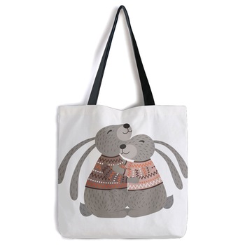 geanta tote bag art kids imbratisarea iepurilor model multicolor 40 x 50 cm imagen 51_0_
0